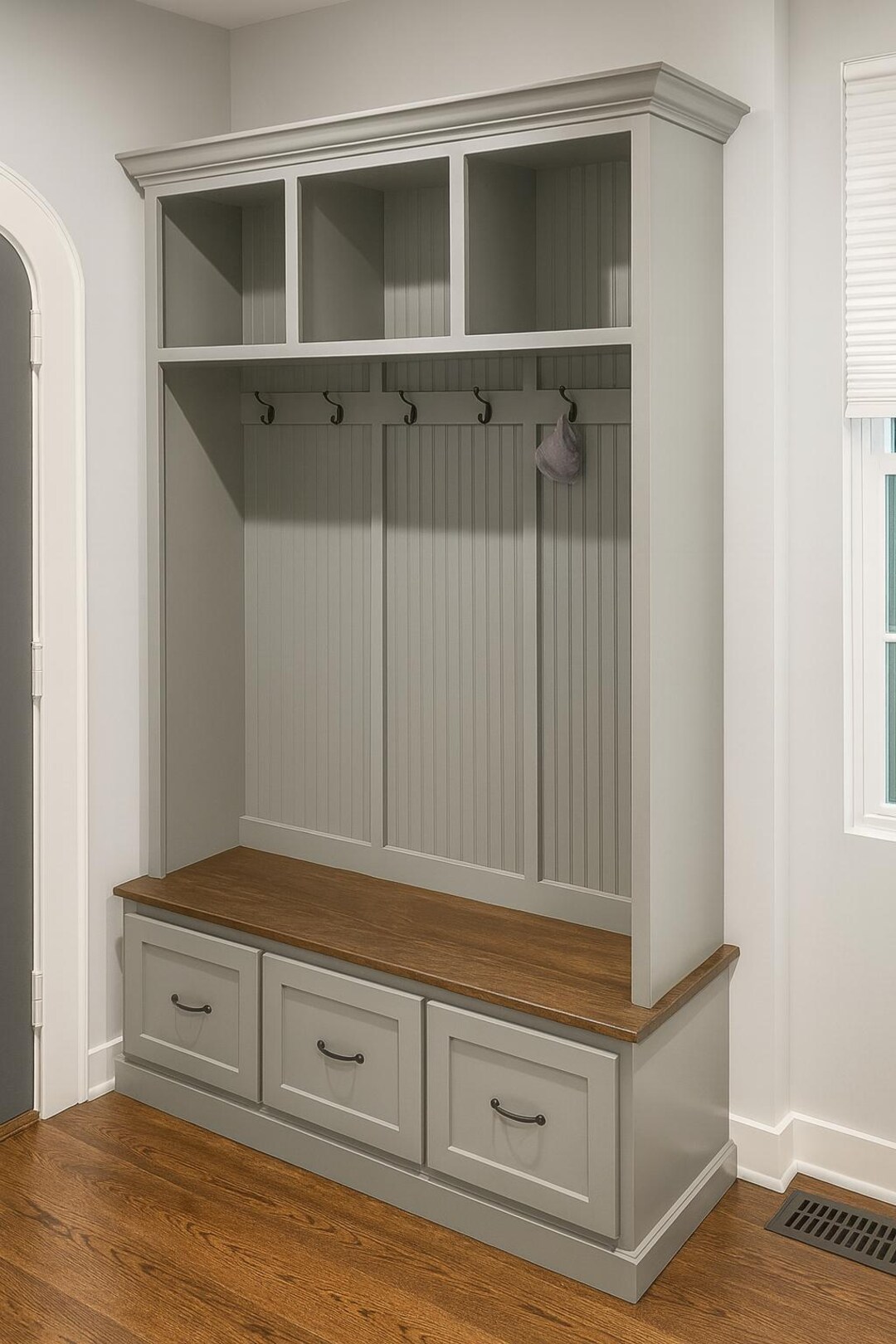 Georgia Custom Wood Hall Tree: Entryway Mudroom Bench With Coat Rack (3 ...
