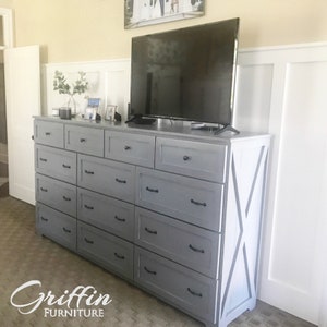 Marietta Large Wood Dresser | Oversized Tall Storage Cabinet with Deep Drawers | Solid Wood Bedroom Furnitures