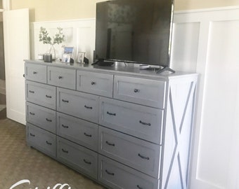 Marietta Large Wood Dresser: Farmhouse Style Tall Storage Cabinet