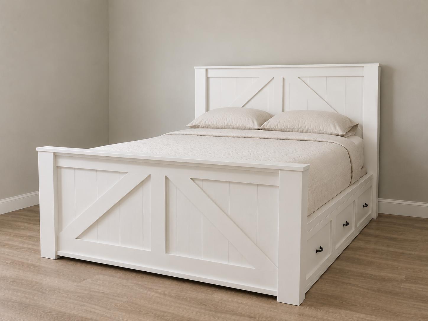 Brooklyn Wood Bed Frame With Storage Drawers | Rustic Handmade