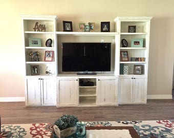 Texas Farmhouse TV Stand: Rustic Media Console with Storage