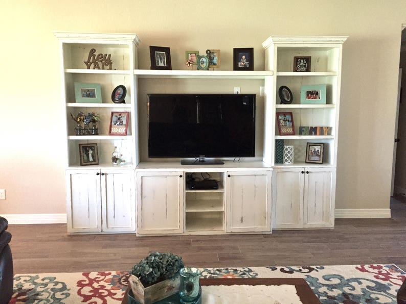 Texas Farmhouse TV Stand: Rustic Media Console with Storage image 1