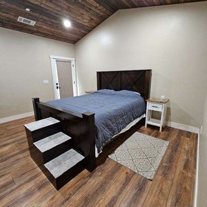 Cape Coral Rustic Wood Bed Frame: King Size Storage, Farmhouse Bedroom Furniture image 7