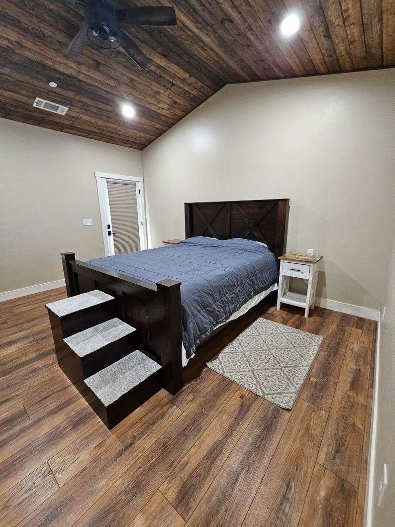 Cape Coral Rustic Wood Bed Frame: King Size Storage, Farmhouse Bedroom Furniture image 7