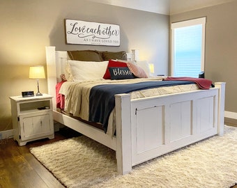 Griffin wood bed frame beach furniture farmhouse queen king California king