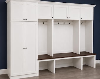Tampa Mudroom Locker Cabinet: Farmhouse Entryway Organizer with Bench
