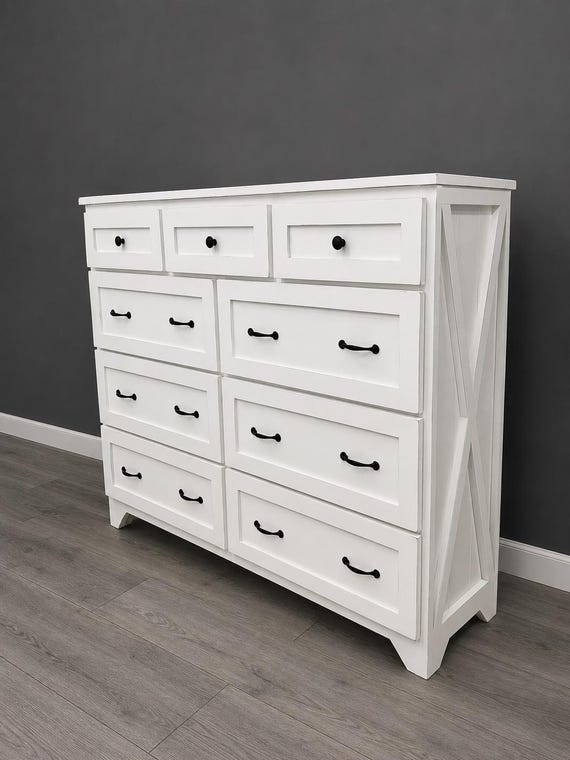 white dresser with black hardware Brookside Eleanor Rubberwood 6-Drawer Standard BS0004DR600WH at or baby supplies White Dresser, Modern 6 Drawer