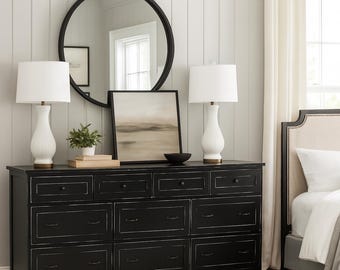 Los Angeles Oversized Rustic Wood Dresser: Farmhouse Bedroom Storage