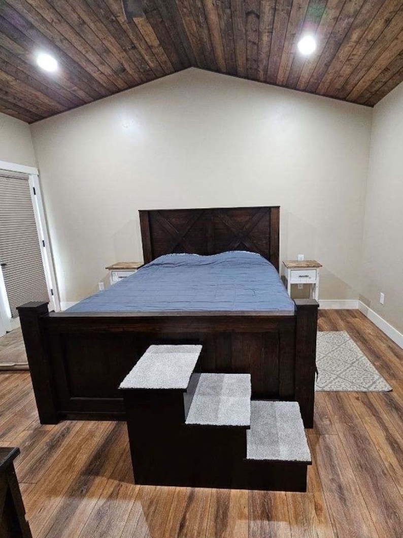 Cape Coral Rustic Wood Bed Frame: King Size Storage, Farmhouse Bedroom Furniture image 4
