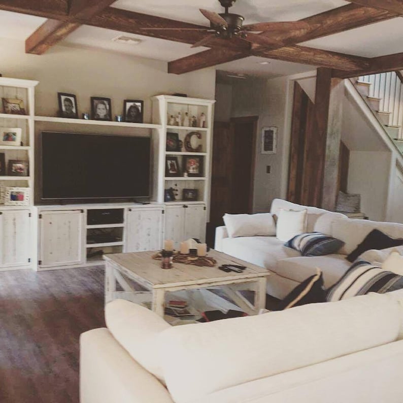 Texas Farmhouse TV Stand: Rustic Media Console with Storage image 6