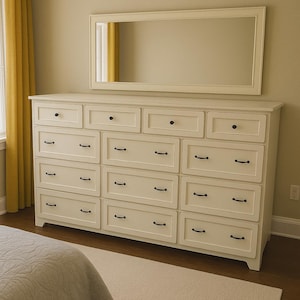 Marietta Large Wooden Dresser | Oversized Tall Storage Cabinet with Deep Drawers | Solid Wood Bedroom Furniture