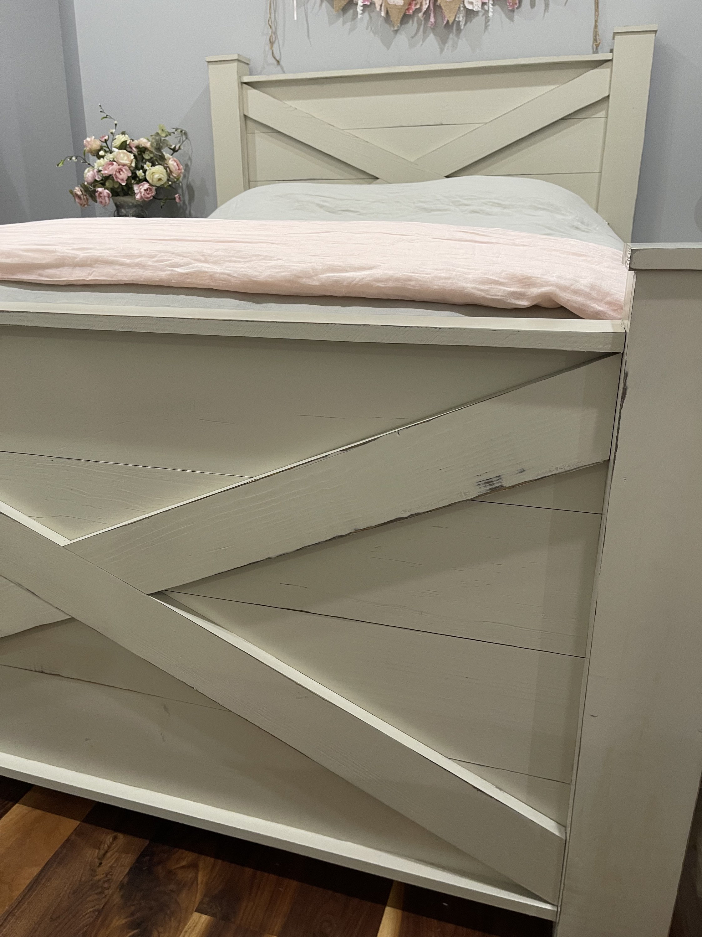 THE OHIO Barn Door Bed Frame With Storage Drawers Etsy Canada
