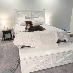 Yulee Wooden Bed Frame with Storage: Rustic Barn Door Style