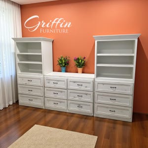 Augusta Handmade Wood Storage Drawers: TV Stand & Bookshelf Unit