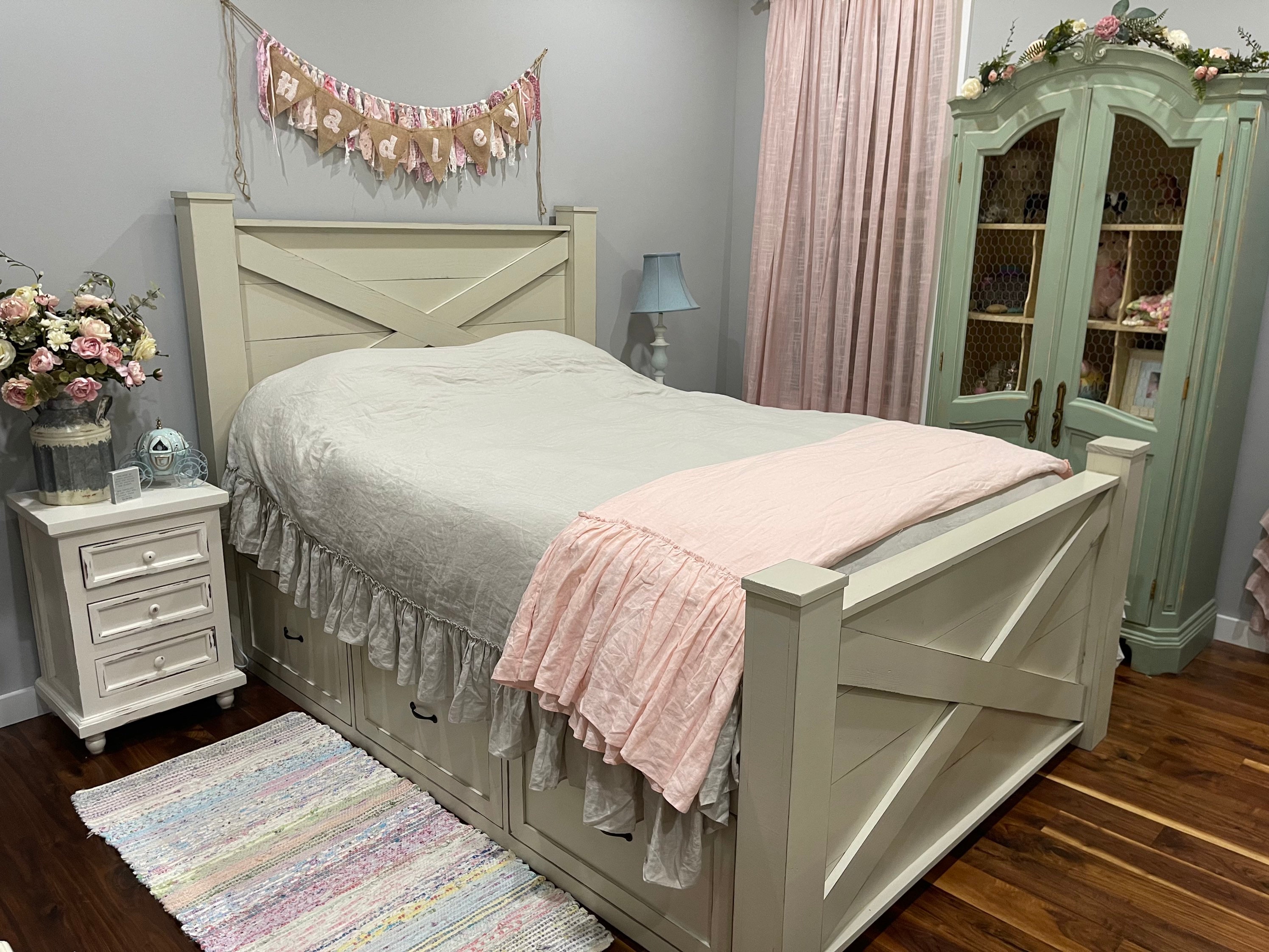 Barn door bed frame with storage deals