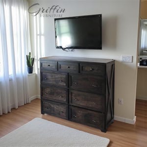Saint Louis Wood Dresser with Drawers | Solid Wood Chest of Drawers | Bedroom Storage Furniture | Handmade Farmhouse Dresser | Custom Finish