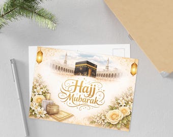 Postales de Hajj Mubarak / Tarjetas de felicitación islámicas de bellas artes