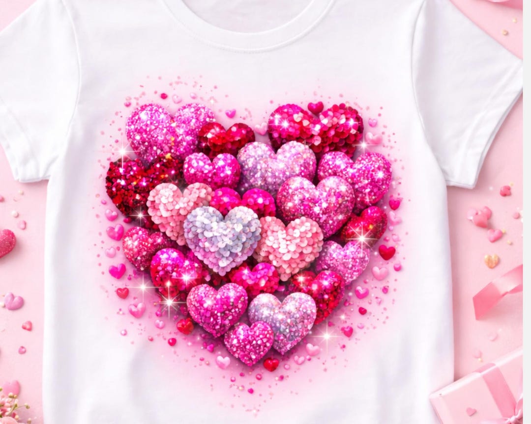 Pink Sequin Heart Valentine’s Day PNG - Sparkly Glitter Heart Design ...