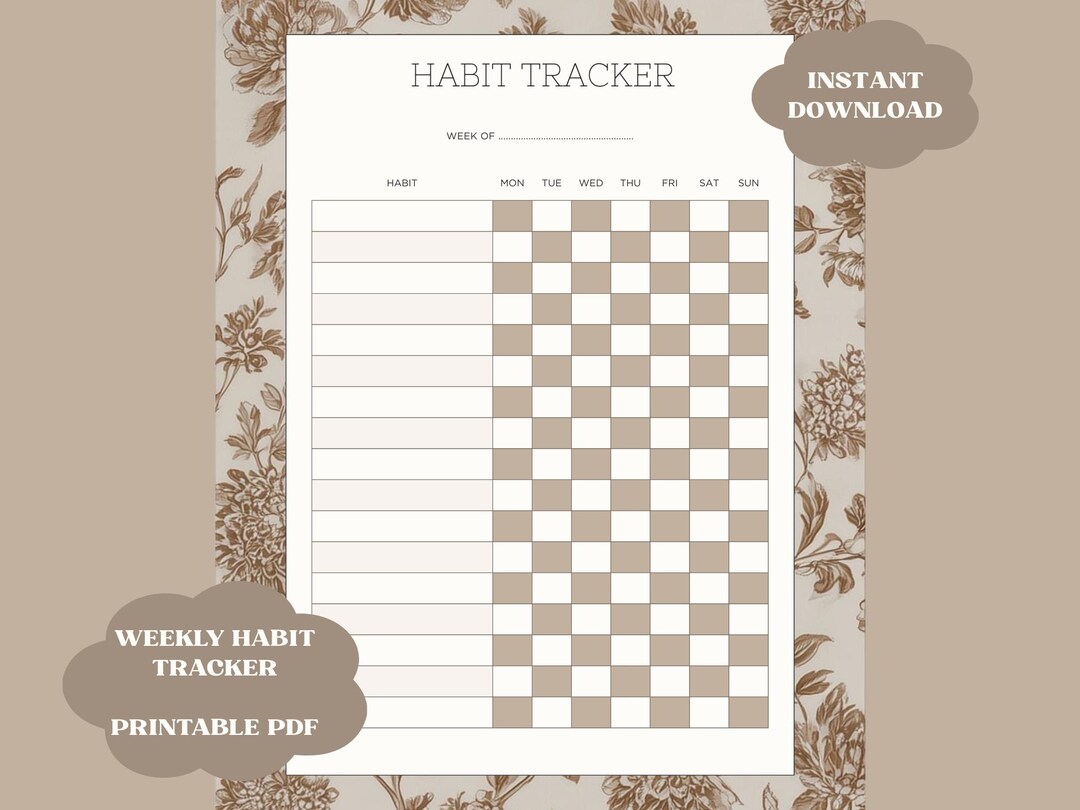 Weekly Habit Tracker Printable | Minimal Aesthetic Habit Tracker ...