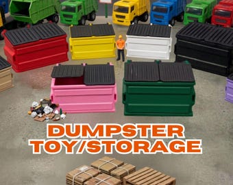 3D Printed - Desk Top Dumpster with Dual Lids - Perfect Play Place for Flexible Animal Models - Pen Holder - Waste Bins Office Dumpster