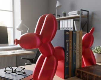 Sujetalibros con forma de perro con globo impreso en 3D: decoración original para estanterías, regalo para amantes de los libros, regalos únicos