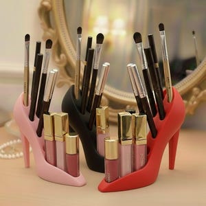 High Heel Makeup organizer / 3D Printed Vanity Organizer / Fashionista Gift / Shoe Lover Desk Accessory / Brush Holder