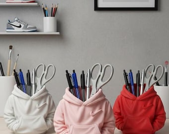 Portalápices con capucha 3D / Organizador de oficina / Organizador de escritorio / Sudadera con capucha / Portalápices