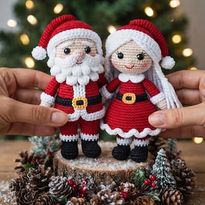 Jultomten Amigurumi Virkmönster PDF, Jul DIY Leksak, Fru Jultomten, Direkt Nedladdning, Nybörjarvänlig