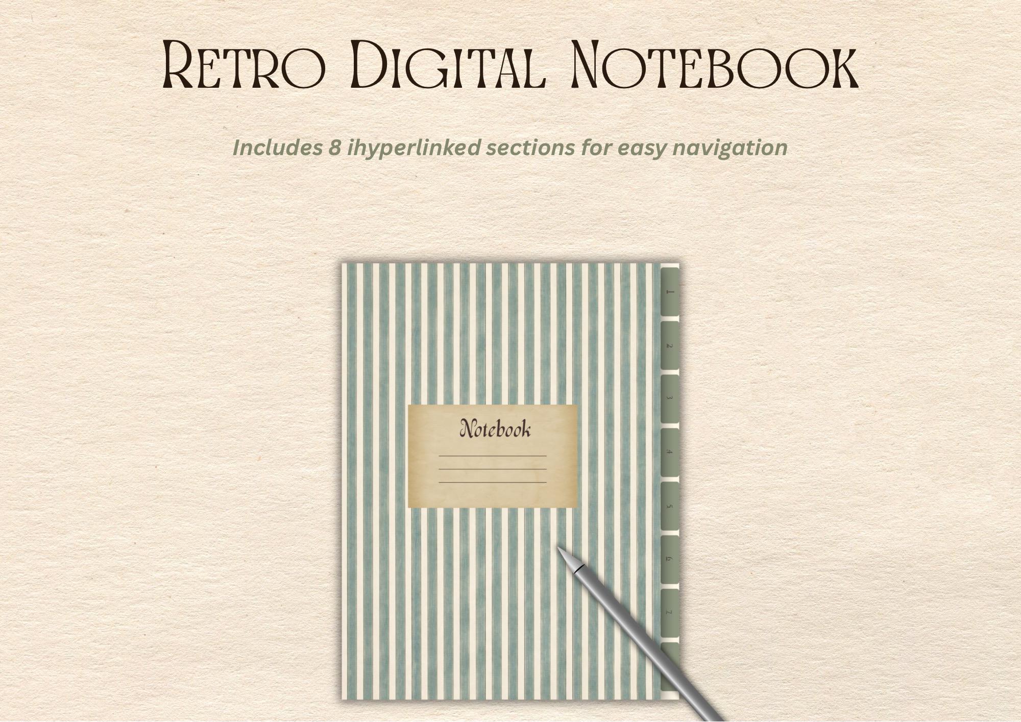 Digital Hyperlinked Notebook | 8 Sections, 10 Lined Pages Each | PDF - Etsy