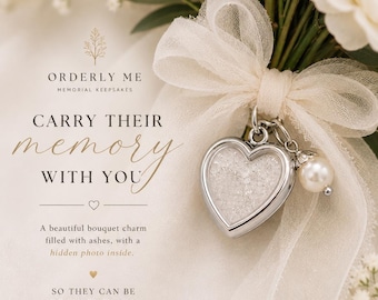 Wedding Memorial Bouquet Charm | Bridal Memory Locket | Ashes Bouquet Charm | Hidden Photo Memorial Charm | Carry Them With You