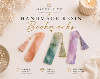 Handmade Resin Bookmark with Tassel | Unique Marble Gold Detail Gift