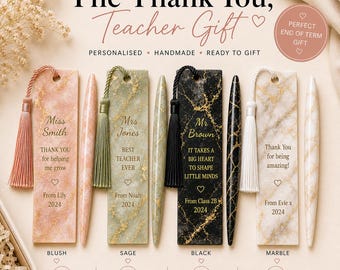 Personalised Resin Teacher Bookmark & Pen Set | Thank You Gift
