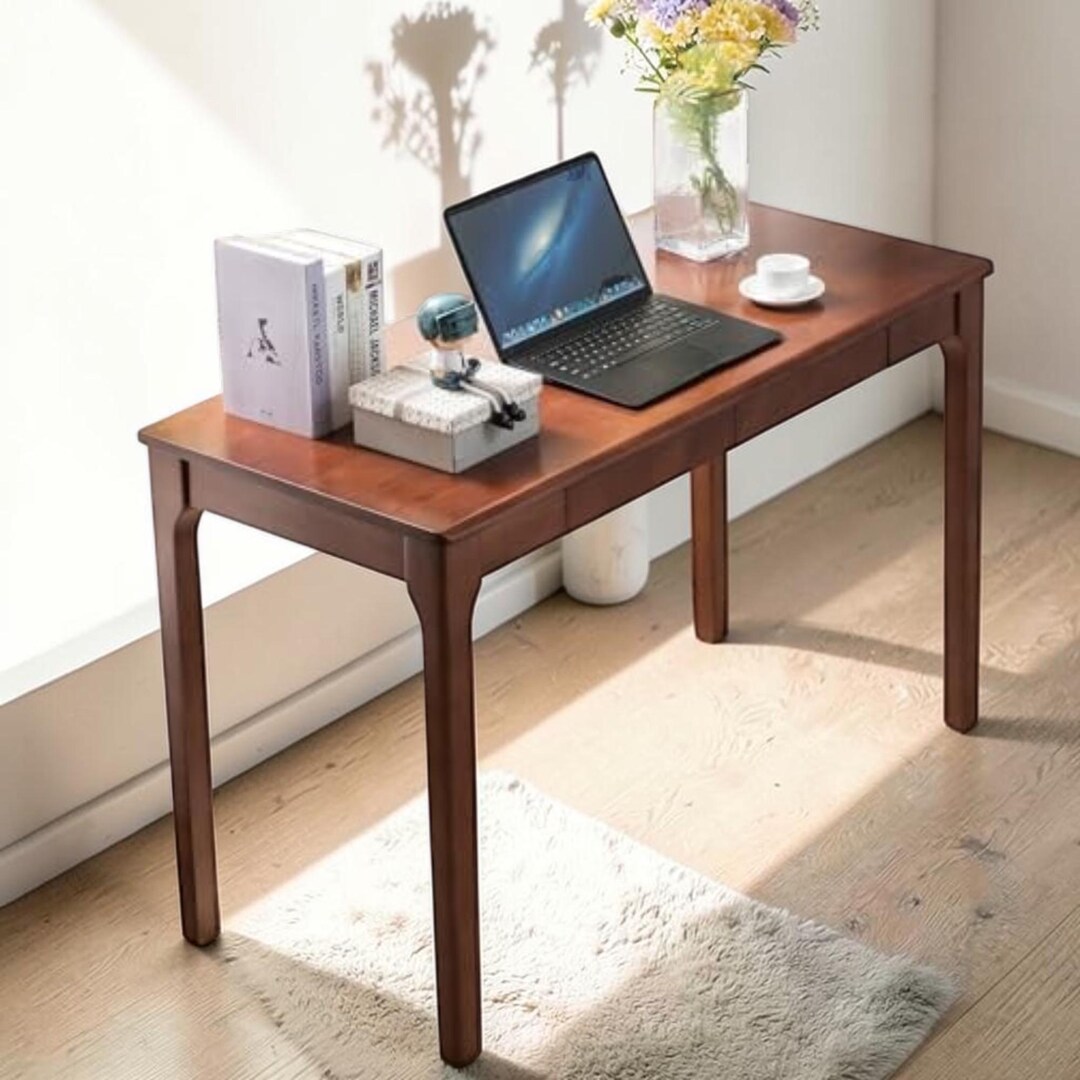 Solid Wood Desk With Drawers Small Computer Study Table Home Office ...