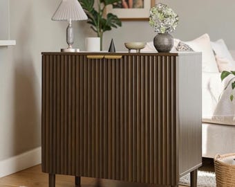 Modern Wood Sideboard Buffet Cabinet Fluted Door Storage Console Adjustable Shelves