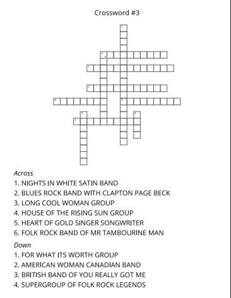 Rock 'N' Roll Crossword Puzzle Book | 120 Large Print Music Trivia ...