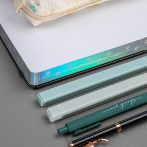 Holographic Journal Gift Set for Women | A5 Dot Grid Notebook, Stationery Box with Pens and Pouch image 14