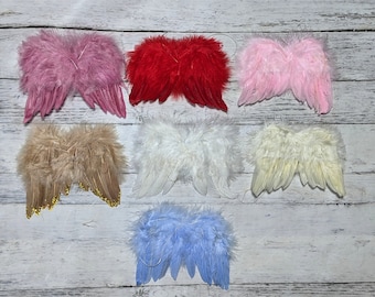 Angel Making Feather Wings 7 x 6 Craft Supply Wings CLOSEOUT Baby Feather Pink Blue Tan Red  Mauve Feather Wings Set of 2!