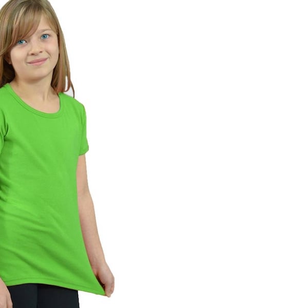 Monag 100% Cotton Lime Green Short Sleeve Girly Tshirt T-shirt  Embroider  Add Name Size 2T