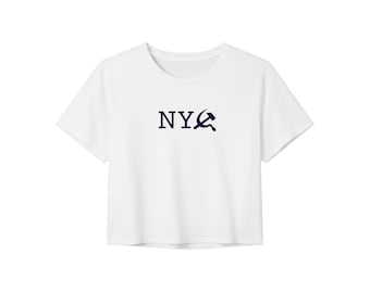 NYC Hammer Sickle Baby Crop Top | Y2K Parody Graphic Shirt