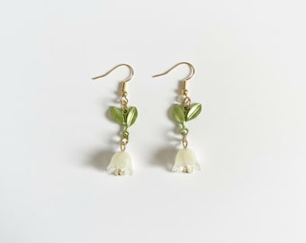 Lily of the Valley Earrings, Handmade Floral Drop Earrings, Delicate Spring Jewelry Gift