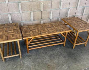 Mid Century Modern Bamboo Table Set