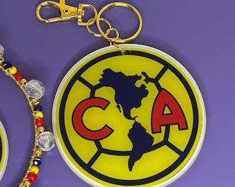 Club América Car Charm Set | Handmade Keychain, Pen, Mirror Accessory