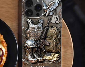 Personalized Veteran Phone Case, Custom Military iPhone Case with Name, Army Veteran Gift, Patriotic Soldier Phone Case, Military Gift