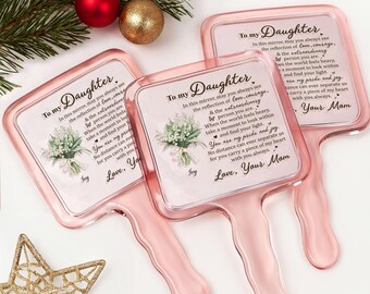 Espejo de mano personalizado para mi hija, espejo floral con nombre personalizado, regalo de mamá, recuerdo inspirador para mi hija.