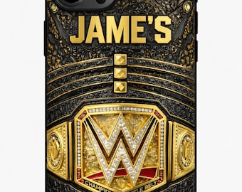 Personalisierte Gürteltasche mit Name, benutzerdefinierte Gold Wrestling Style Case, Luxus Black & Gold iPhone Case, Geschenk für ihn