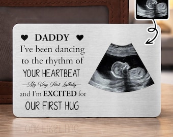Tarjeta de bolsillo para papá con ecografía, regalo para anunciar el embarazo a papá, tarjeta metálica personalizada con ecografía, regalo para el futuro papá, recuerdo del primer Día del Padre.