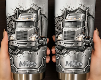Vaso personalizado para camioneros, regalo personalizado para camioneros, taza para amantes de los camiones, taza para conductores con licencia CDL, vaso para camiones grandes.