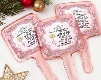 Espejo de mano personalizado para mi nuera, espejo floral con nombre personalizado, regalo de suegra, recuerdo sentimental.