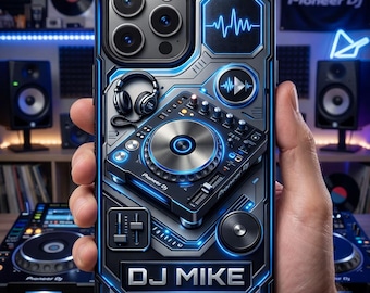 Personalized DJ Phone Case 2D Flat, Custom Name DJ Mixer Controller Case, Music Lover EDM Studio Phone Cover