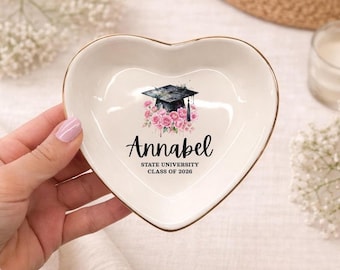 Bandeja personalizada para joyas de graduación, bandeja personalizada para anillos universitarios, regalo para la promoción de 2026, bandeja para joyas de máster, graduación universitaria.